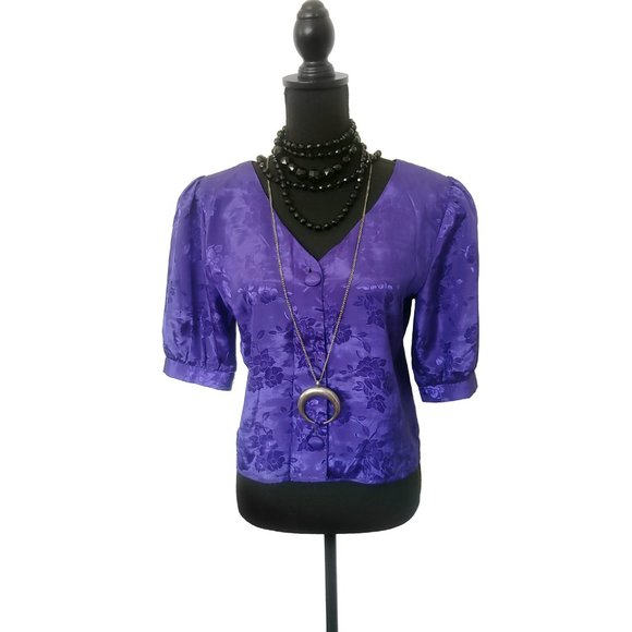Vintage Royal Purple 1980s Blouse - Picture 13 of 13